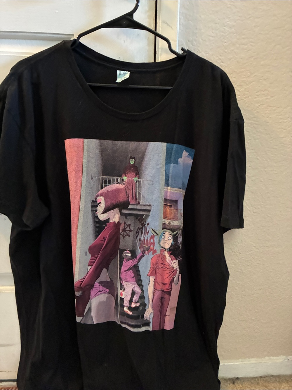 Black Graphic Tee with Colorful Urban Art